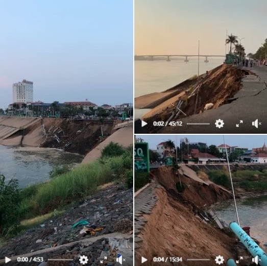 นาที ธรณีสูบแผ่นดินเขมร ตลิ่งเกาะเพชร พังถล่มกว่า 100 เมตร จับตาตึกทุนจีนเสี่ยงทรุดตาม-3