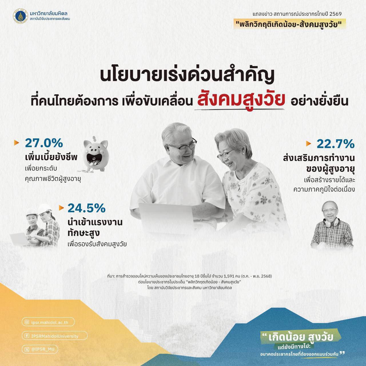 การนำเสนอผลงานวิจัยสถานการณ์ประชากรไทยโดย ม.มหิดล