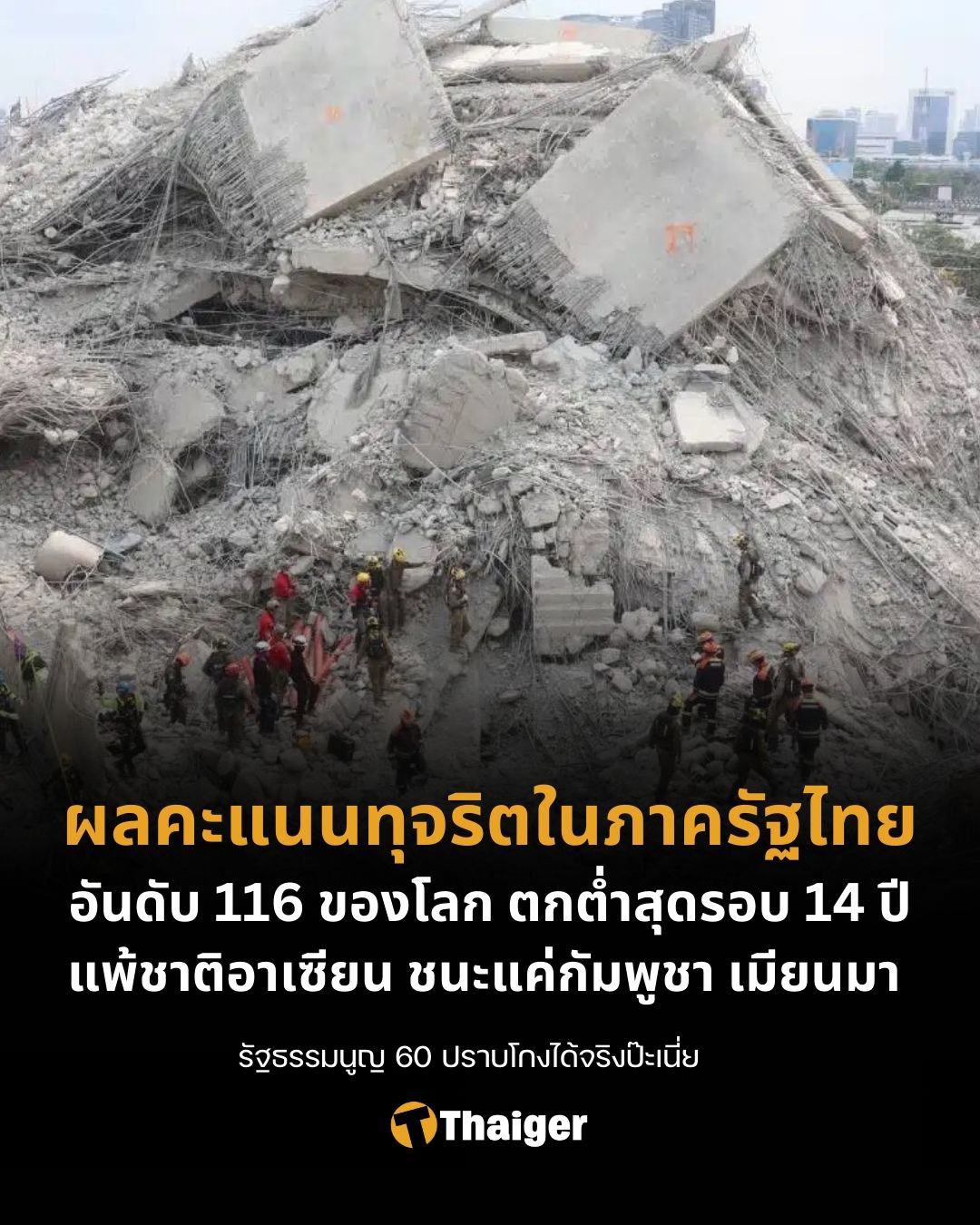 รธน.60 ไม่ช่วยปราบโกง คะแนนทุจริตภาครัฐไทย ตกต่ำรอบ 14 ปี แพ้เพื่อนบ้านหมด ชนะแค่ เขมร เมียนมา