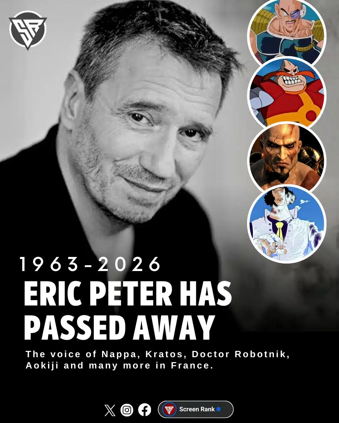 สิ้นแล้ว เอริก เปแตร์ นักพาย์ Kratos เกม God of war-Dragon Ball Z เสียชีวิต