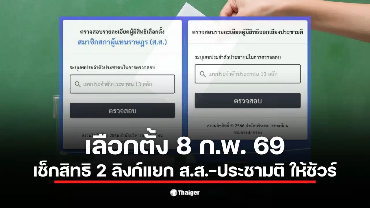 ภาพแสดงการเช็กสิทธิเลือกตั้ง ส.ส. ประชามติ 2569 เพื่อความชัดเจน