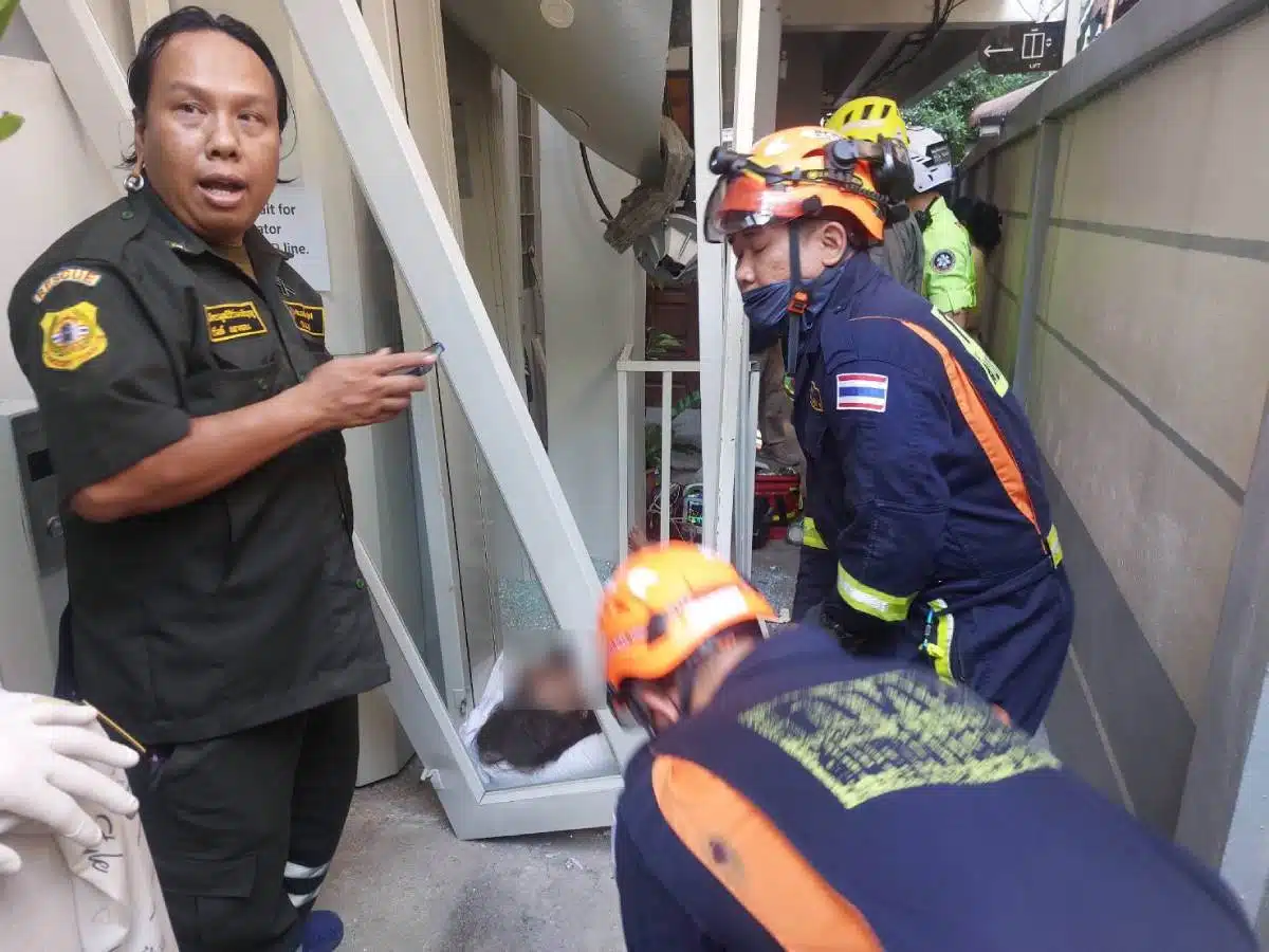 ลิฟต์ตกในพญาไทย หญิงอายุ 28 ปี ได้รับบาดเจ็บหลังจากลิฟต์ตกลงมาจากชั้น 4