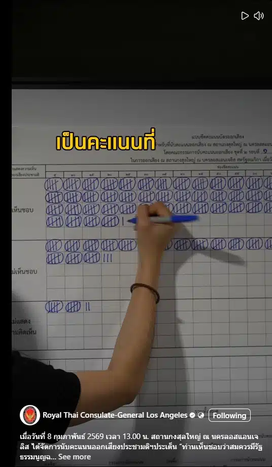 การนับคะแนนประชามติในลอสแอนเจลิสกลายเป็นตัวอย่างที่ดีสำหรับการเลือกตั้งไทย
