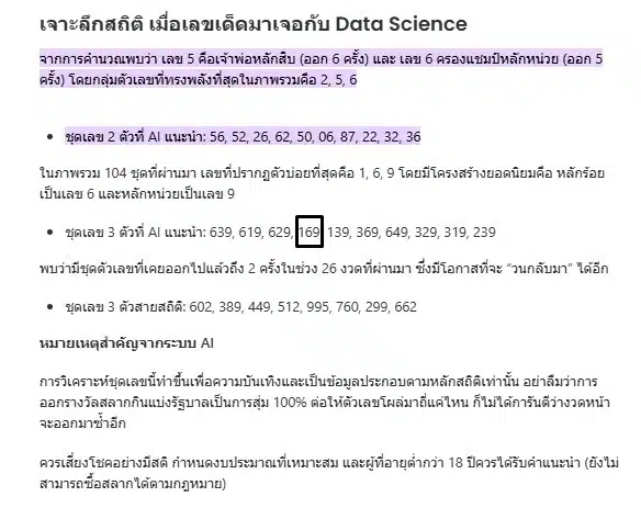 บทวิเคราะห์ "เลขเด็ด AI" 16/2/69 หลังผลสลากกินแบ่งรัฐบาลออกเลขท้าย 3 ตัว "169" ตรงเป๊ะตามสูตรคำนวณสถิติย้อนหลัง