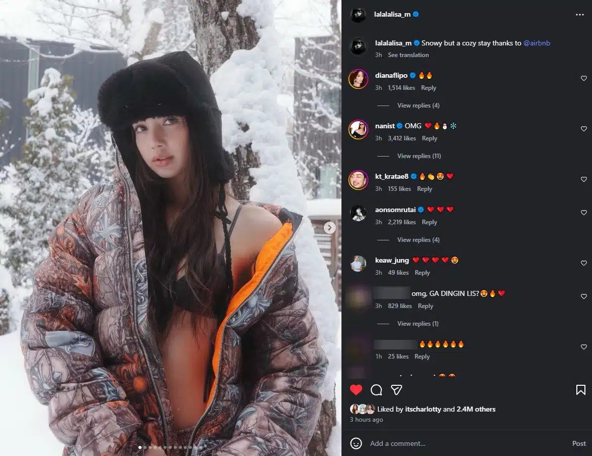 ลิซ่า BLACKPINK สวมบิกีนี่ท้าหิมะ-4