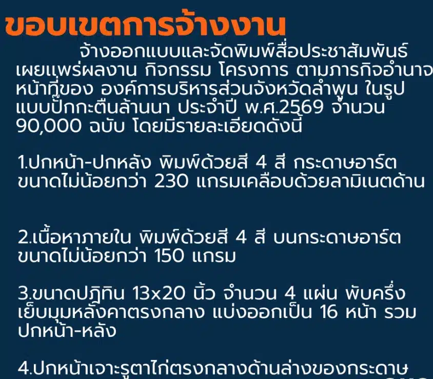 อบจ.ลำพูน แจงงบทำปฏิทิน 2569