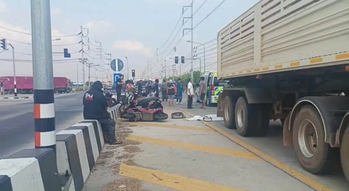 ที่เกิดเหตุรถพ่วง 18 ล้อทับน้องนนท์