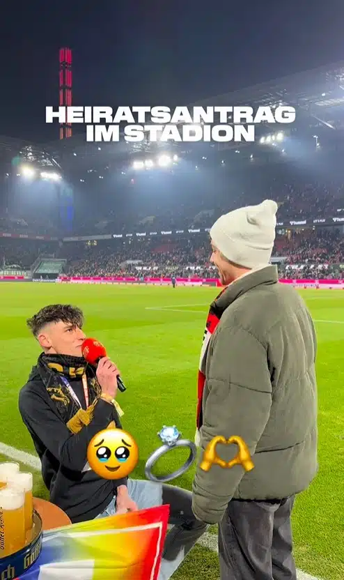 ปาสคาล ไคเซอร์ คุกเข่าขอแฟนหนุ่มแต่งงานในสนามฟุตบอล