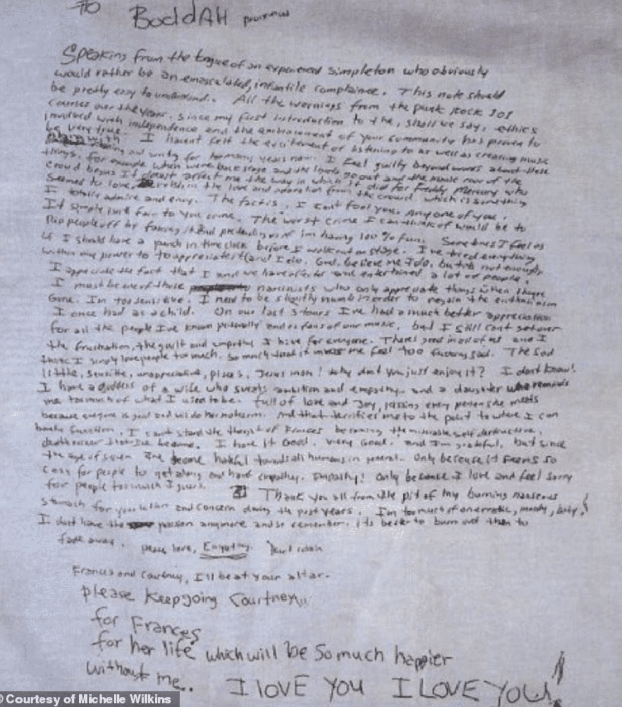 จดหมายลาตายของเคิร์ต โคเบน มีลายมือที่แตกต่างกัน