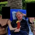 หลุดภาพ สตีเฟน ฮอว์คิง ยิ้มร่า สาวบิกินี่ ขนาบข้าง ครอบครัวแจงความจริง หนังคนละม้วน