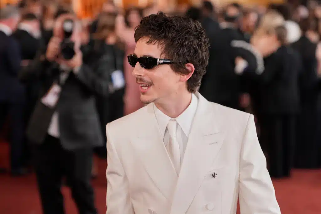 Timothee Chalamet arrives at the Oscars on Sunday, March 15, 2026, at the Dolby Theatre in Los Angeles.