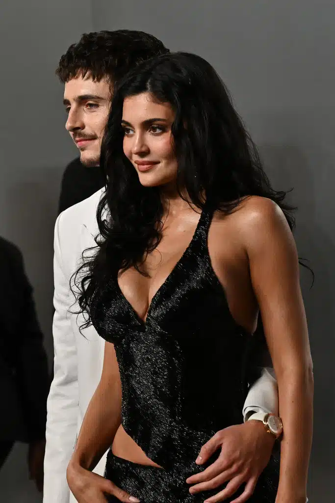 Timothée Chalamet, left, and Kylie Jenner arrive at the Vanity Fair Oscar Party on Sunday, March 15, 2026, at the Los Angeles County Museum of Art in Los Angeles. 