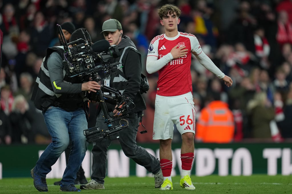 ดาวแมน นักเตะของอาร์เซนอล แสดงปฏิกิริยาหลังจบการแข่งขันฟุตบอลพรีเมียร์ลีกอังกฤษระหว่างอาร์เซนอลและเอฟเวอร์ตัน ที่กรุงลอนดอน ประเทศอังกฤษ เมื่อวันเสาร์ที่ 14 มีนาคม 2026