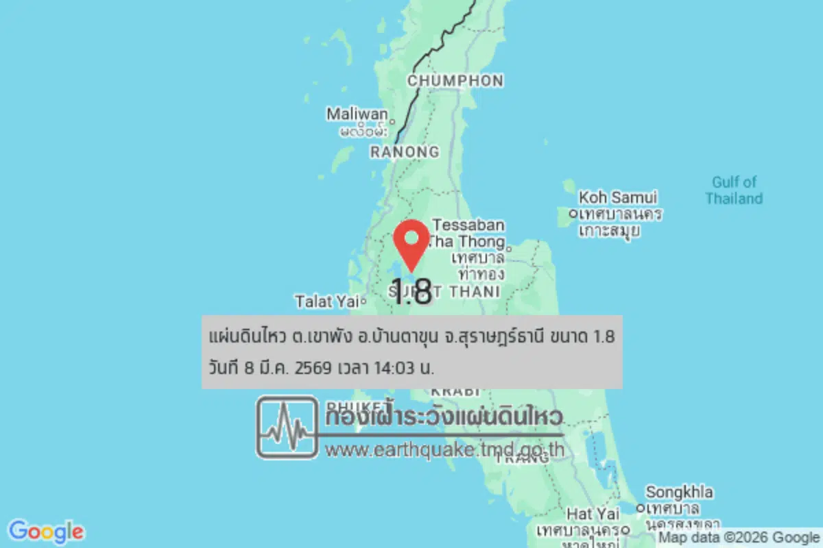 กองเฝ้าระวังแผ่นดินไหว ล่าสุด 8 มีนาคม 2569