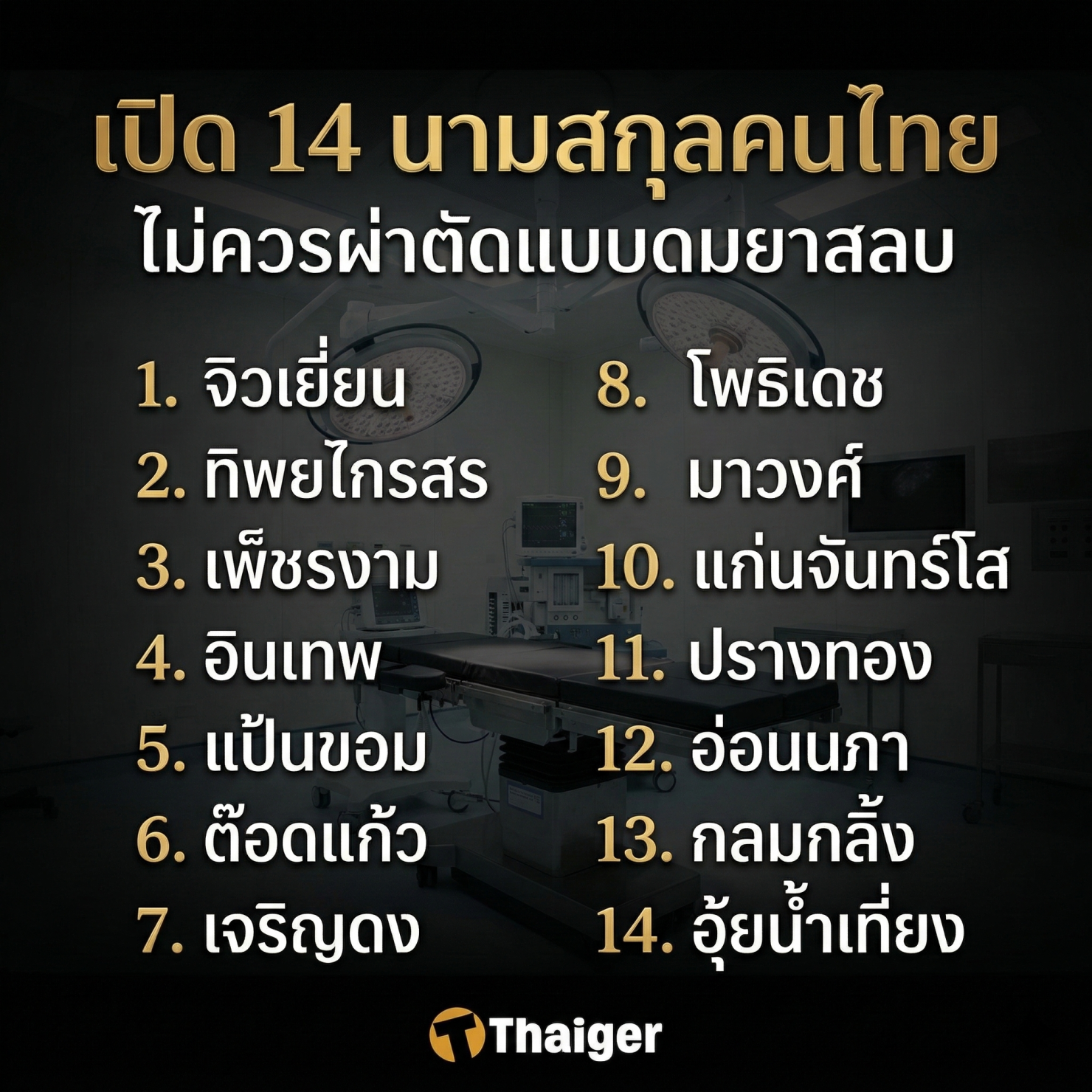 เปิดชื่อ 14 นามสกุล ผ่าตัดดมยาสลบแล้วเสี่ยงตาย เป็นพันธุกรรม ต้องระวัง