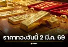 สถานะราคาทองคำแท่งและทองรูปพรรณล่าสุด วันจันทร์ที่ 2 มีนาคม 2569 ท่ามกลางความผันผวนของภูมิรัฐศาสตร์โลก