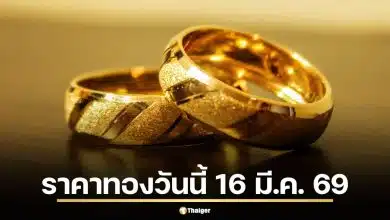 สมาคมค้าทองคำยังไม่ประกาศราคาเปิดตลาดวันจันทร์ที่ 16 มีนาคม 2569 หลังราคาทองแท่งปิดเสาร์ที่ 77,300 บาท ลดลง 550 บาท ท่ามกลางดอลลาร์แข็งและน้ำมันพุ่ง