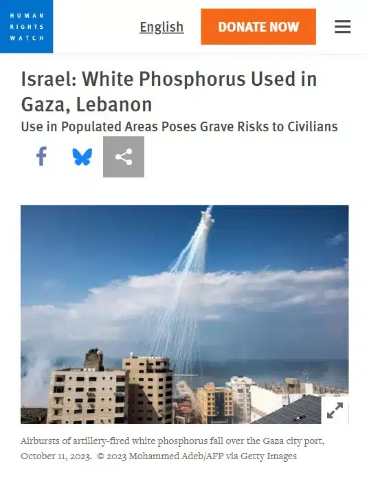 แฉหลักฐาน อิสราเอลใช้ "ฟอสฟอรัสขาว" โจมตีเลบานอน ทำ 5 แสนผู้บริสุทธิ์พลัดถิ่น