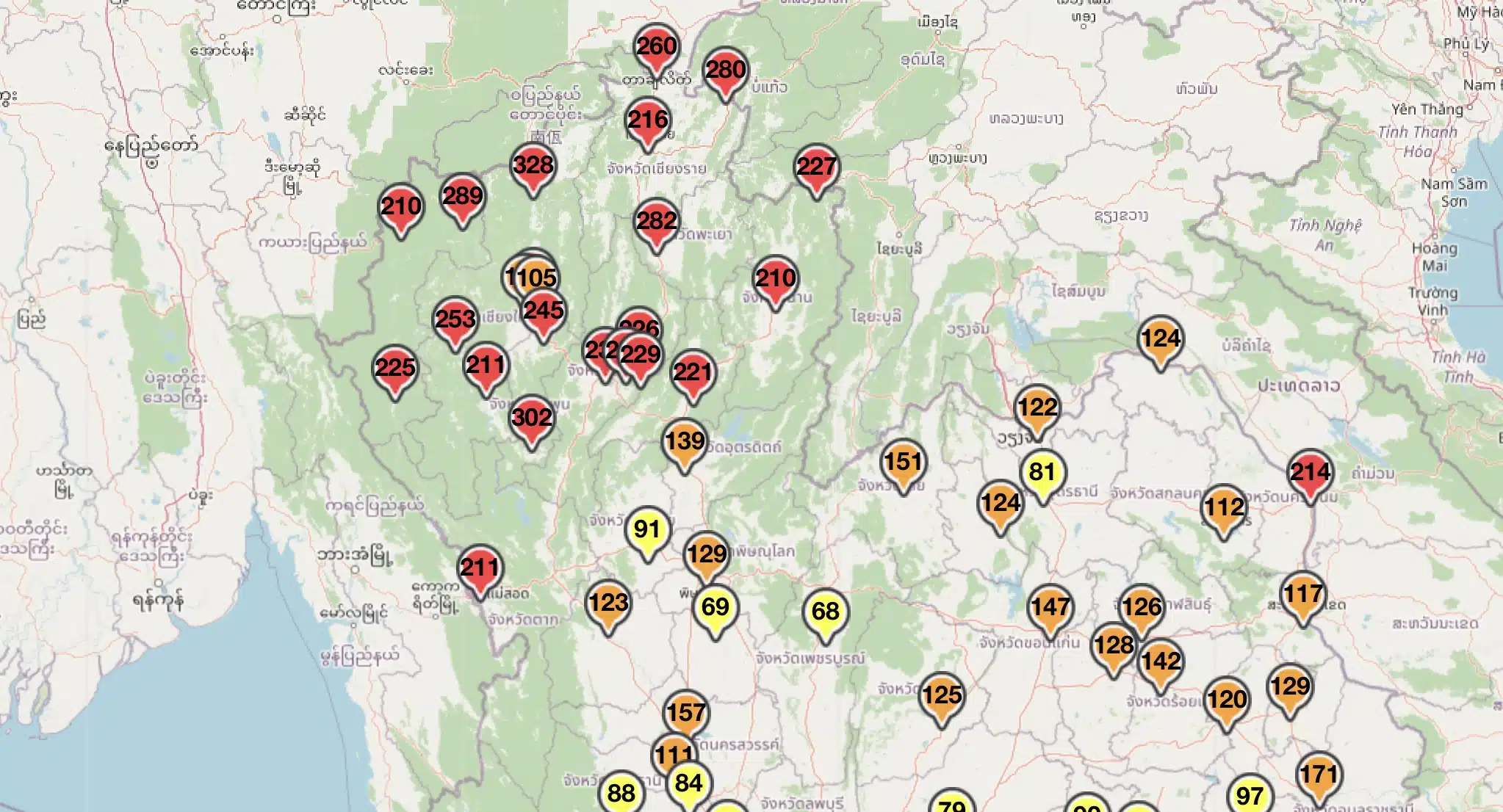 เตือนค่าฝุ่นภาคเหนือและอีสานระดับอันตราย