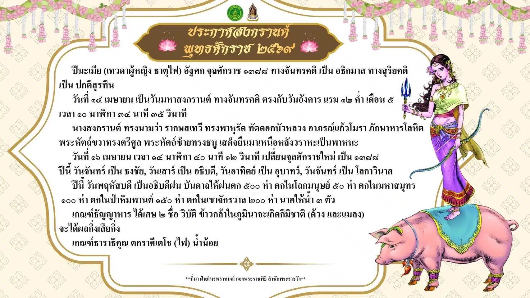 นางสงกรานต์ประจำปี 2569 รากษสเทวี