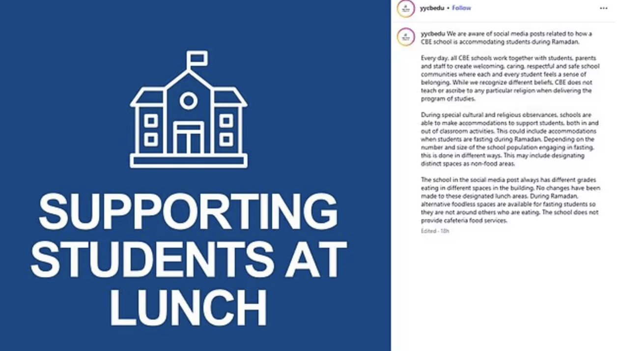 ดราม่า โรงเรียนแคนาดา จัดโซนห้ามนร.คริสต์กินอาหาร หวั่นกระเทือนใจนร.มุสลิม ช่วงถือศีลอด