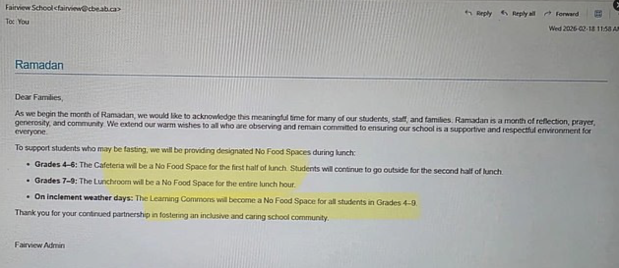 ดราม่า โรงเรียนแคนาดา จัดโซนห้ามนร.คริสต์กินอาหาร หวั่นกระเทือนใจนร.มุสลิม ช่วงถือศีลอด