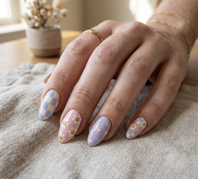 สีเล็บเจลสงกรานต์ พาสเทลสายหวาน ผสมลวดลาย Y2K