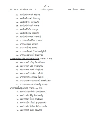 ราชกิจจาฯ ประกาศ โปรดเกล้าฯ แต่งตั้งนายทหาร-นายตำรวจ ราชองครักษ์ในพระองค์ 93 ราย-4