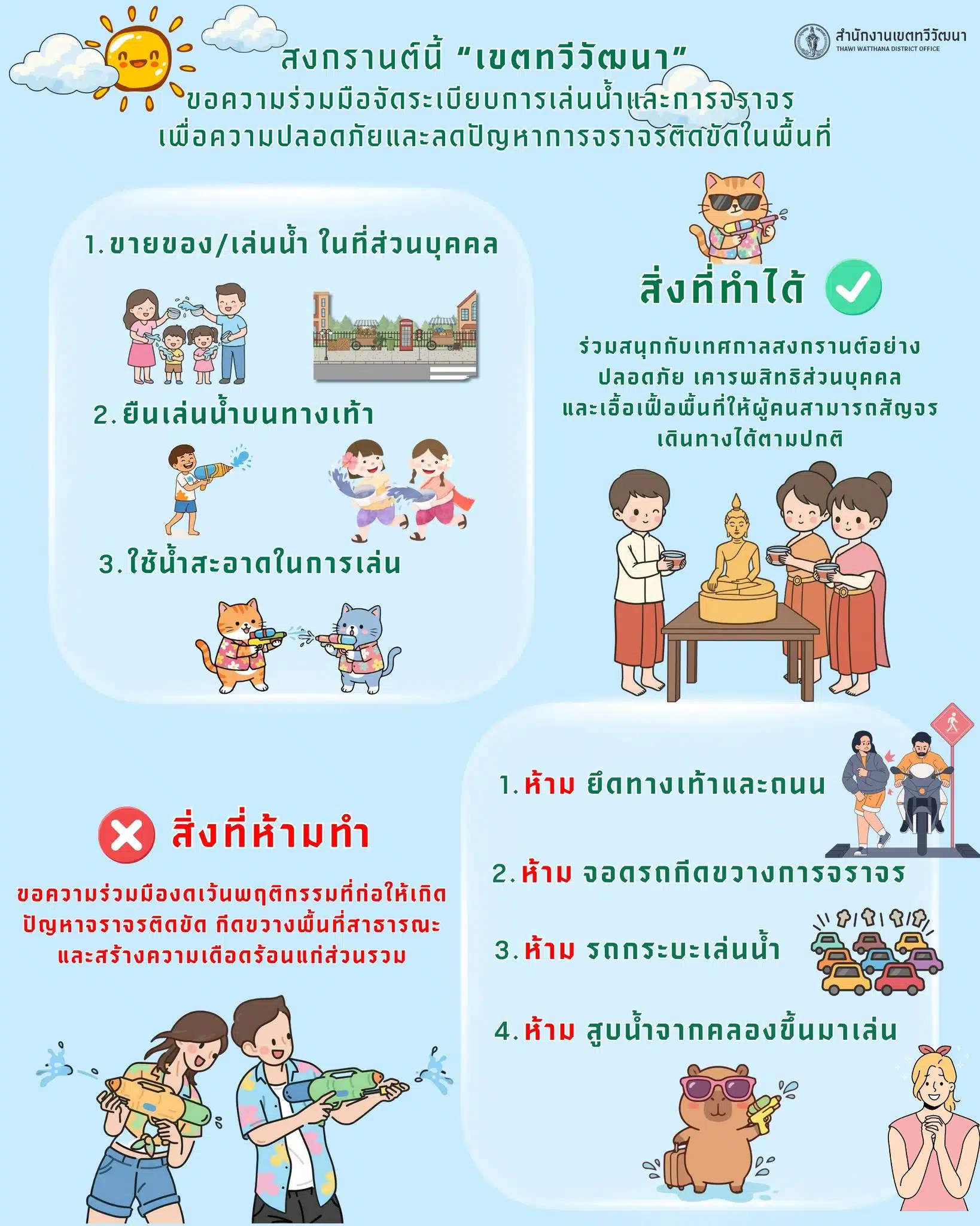 สำนักงานเขตทวีวัฒนาออกประกาศคุมเข้มเทศกาลเล่นน้ำปีนี้ 2569