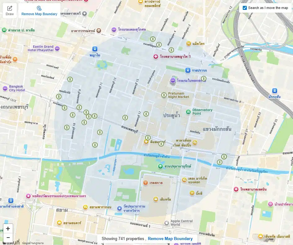 ตัวกรองรัศมีจากแผนที่ (Map Radius Search Filter)