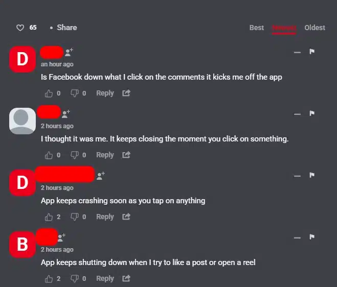 ผู้ใช้งานให้ข้อมูล Facebook ล่ม