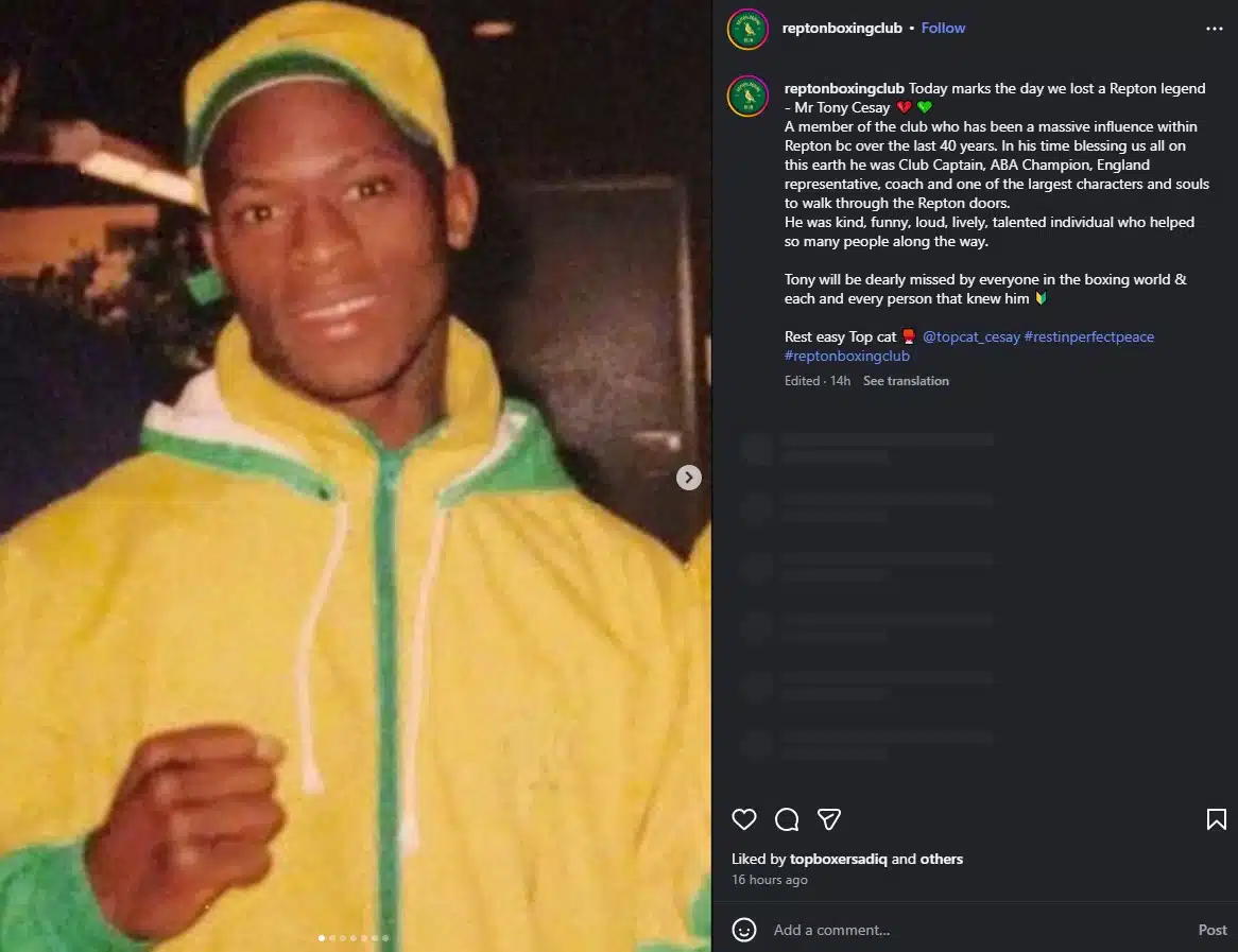 โทนี ซีเซย์ อดีตแชมป์อังกฤษเสียชีวิตวัย 58 ปีด้วยโรคกล้ามเนื้ออ่อนแรง