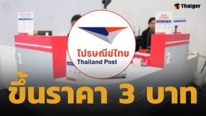 ไปรษณีย์ไทย ประกาศปรับขึ้นราคา ชิ้นละ 3 บาท เริ่ม 16 เม.ย.นี้