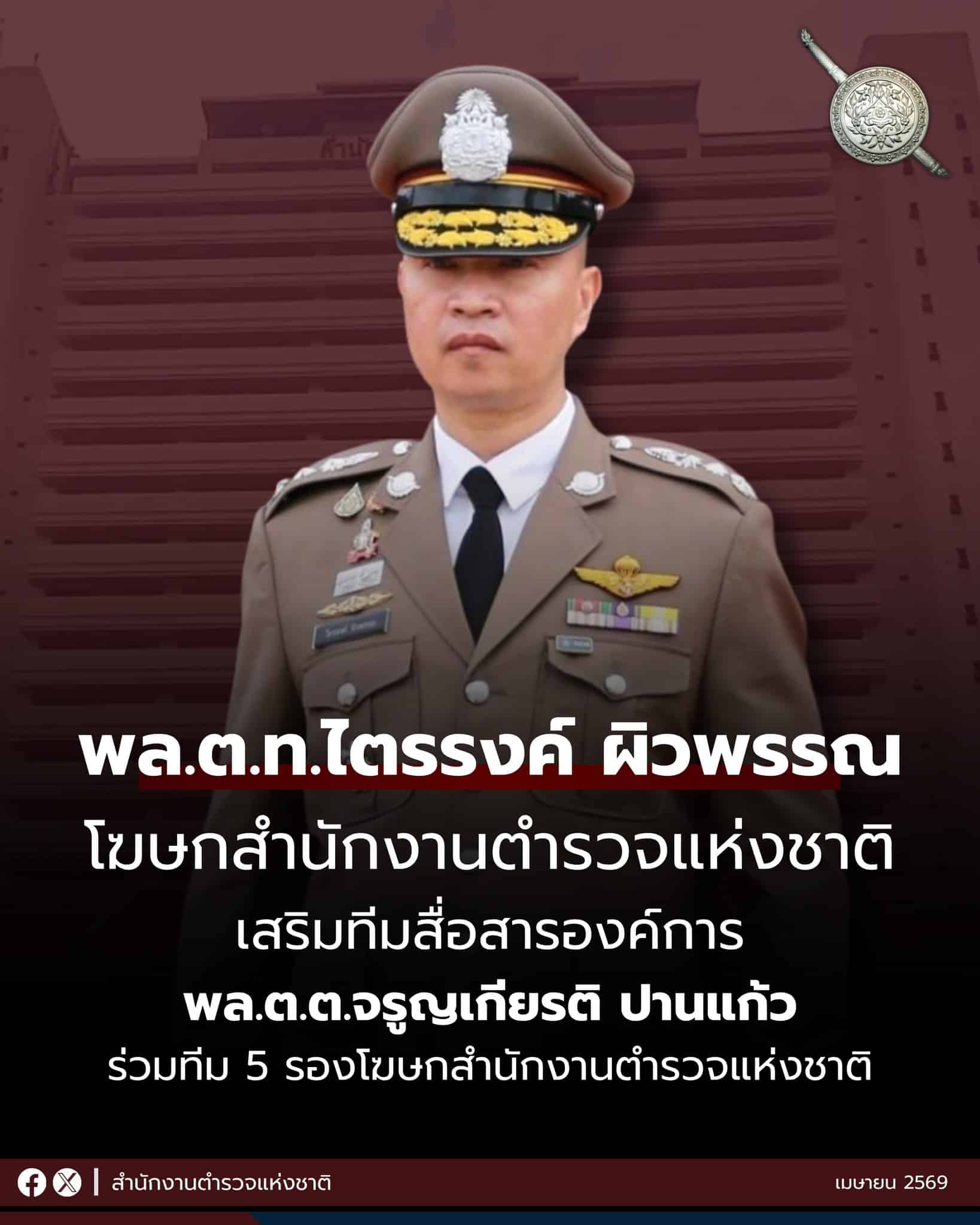 ประกาศแต่งตั้ง พล.ต.ท.ไตรรงค์ ผิวพรรณ เป็นโฆษกสำนักงานตำรวจแห่งชาติคนใหม่-1