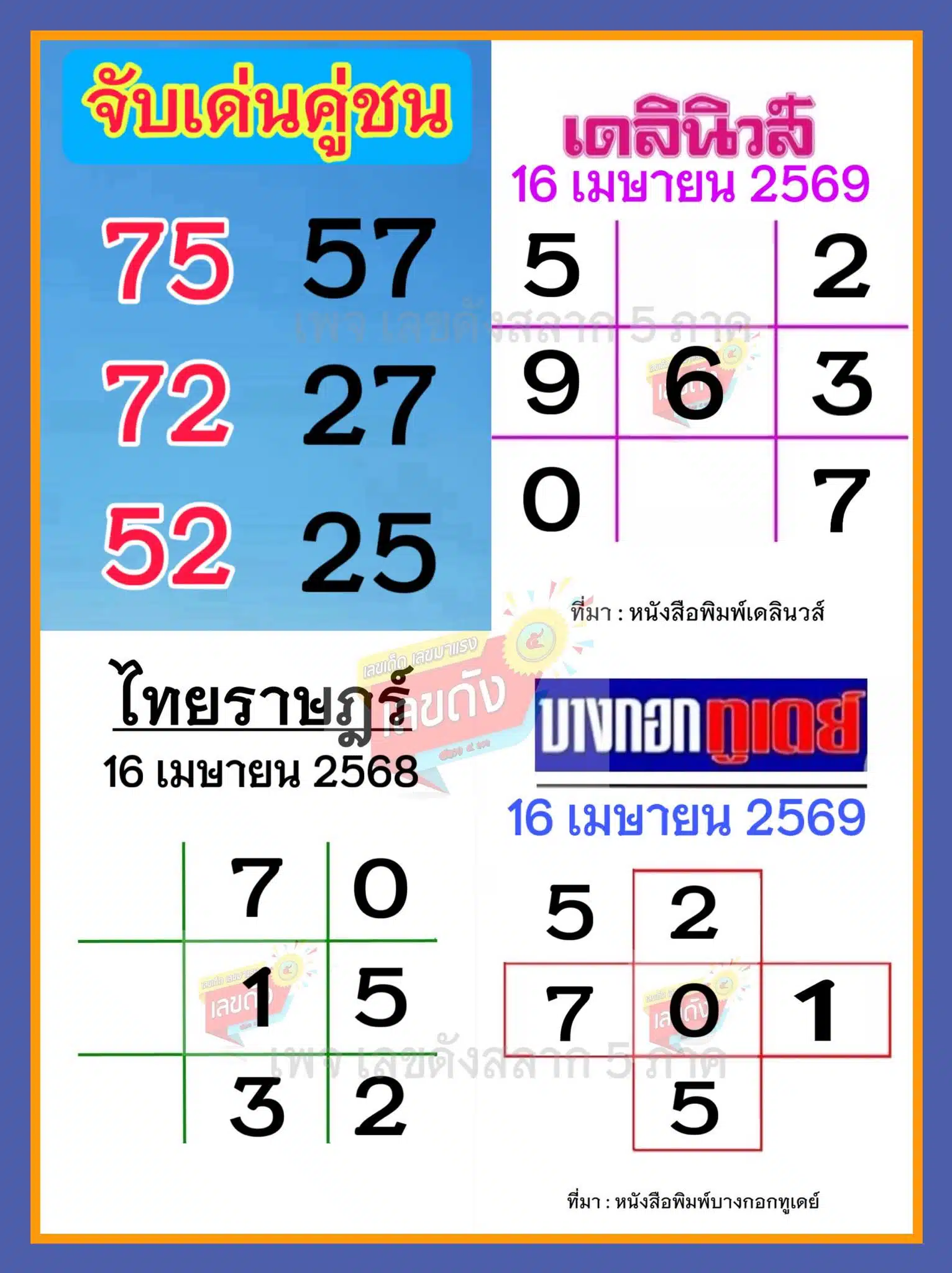 เลขเด็ดหนังสือพิมพ์ 3 สำนัก