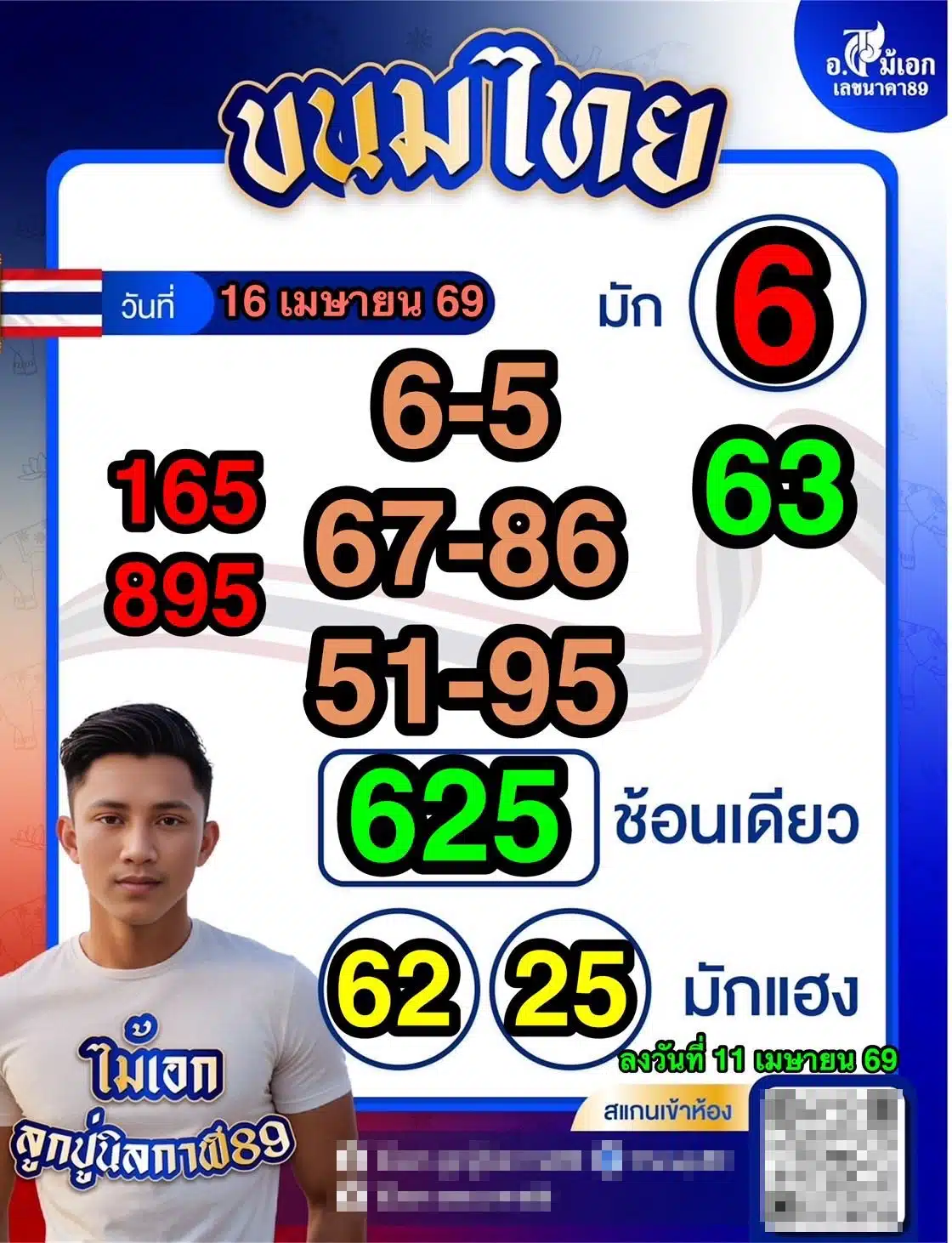 เลขเด็ด อ.ไม้เอก เลขนาคา งวด 16 4 69