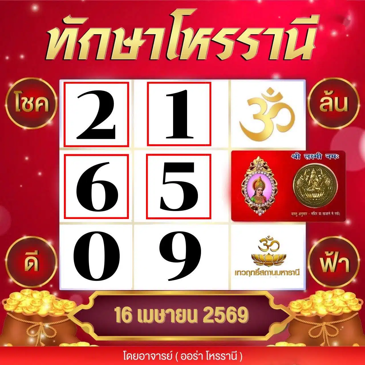 เลขเด็ดตารางทักษาโหรรานี งวด 16 4 69
