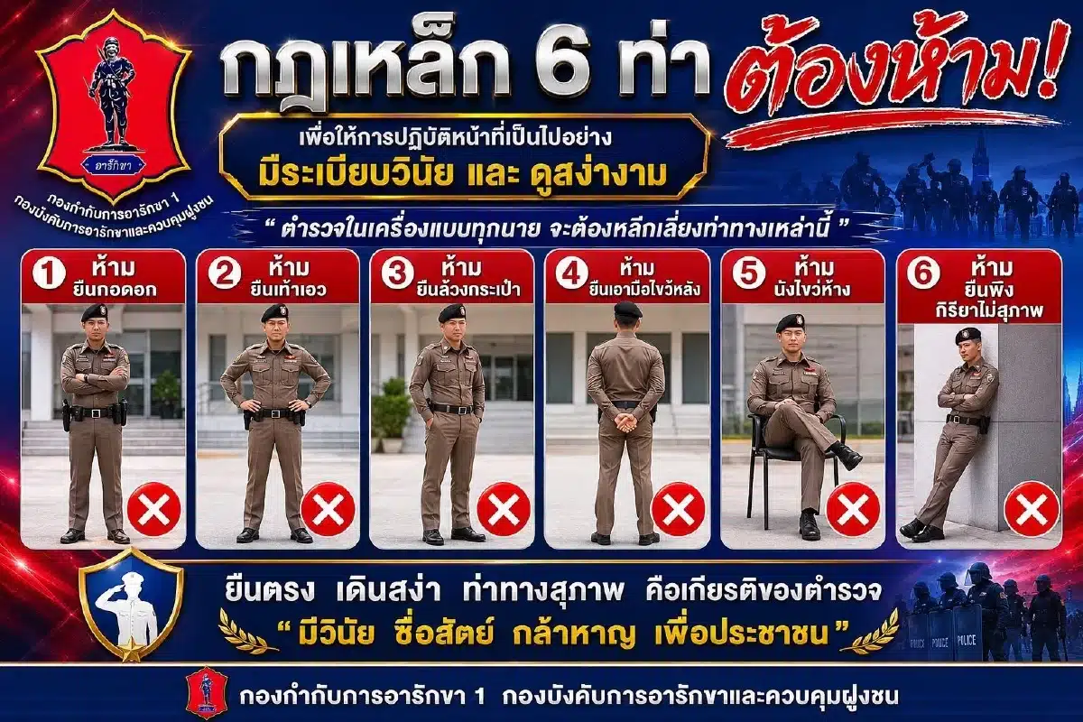 ตำรวจ สั่งแบน 6 ท่าต้องห้าม ทำแล้วไม่สง่างาม ให้ประชาชนกล้าเข้าหา