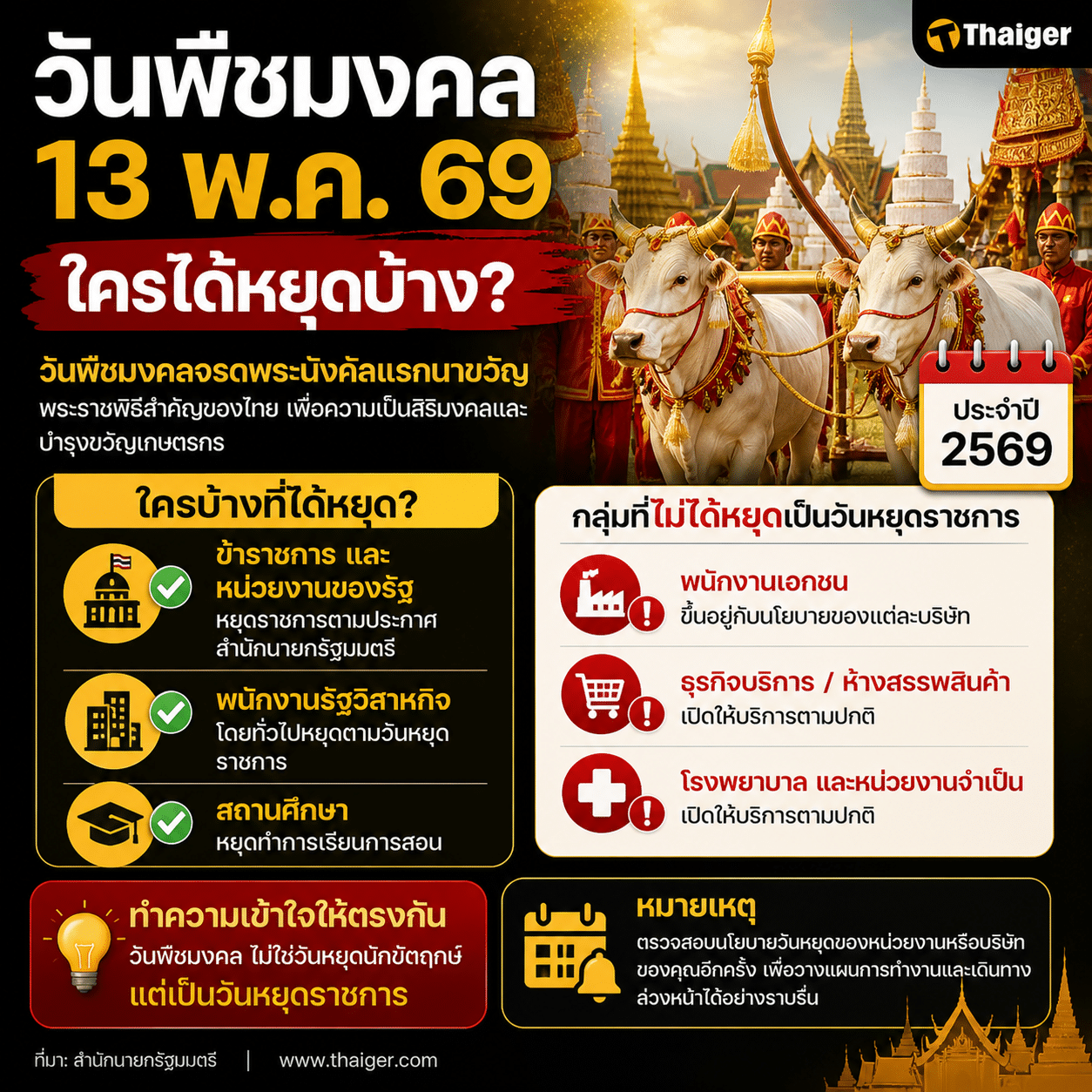 วันพุธที่ 13 พ.ค. 69 ราชการหยุดไหม