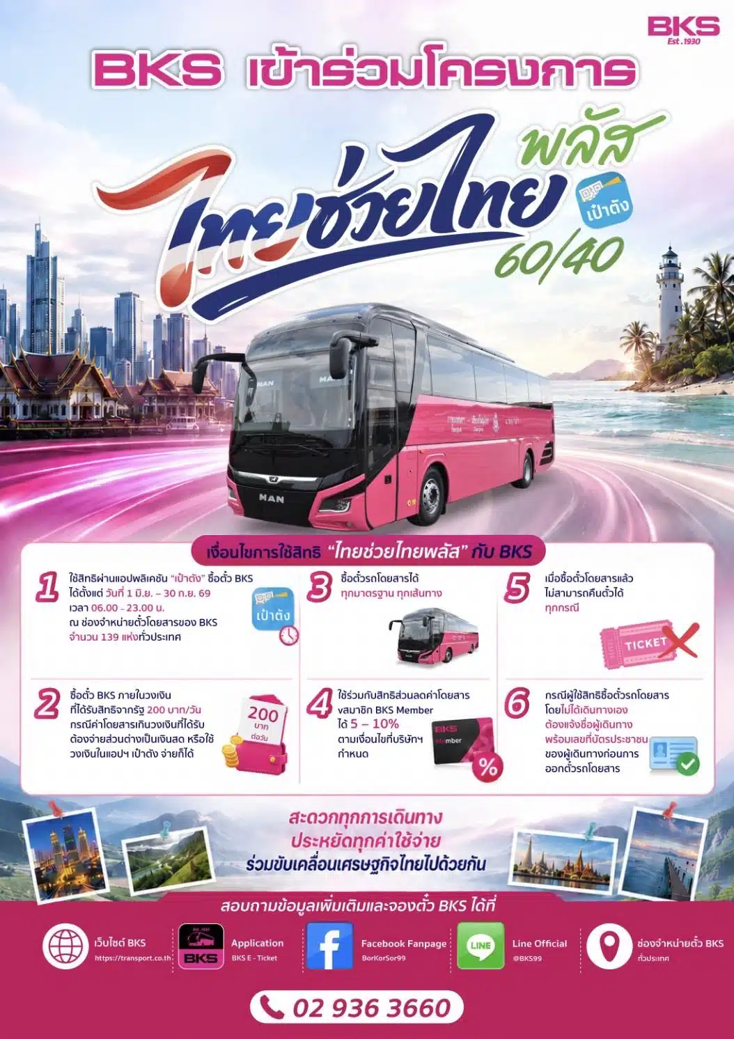 โปสเตอร์ บขส. เข้าร่วม ไทยช่วยไทยพลัส