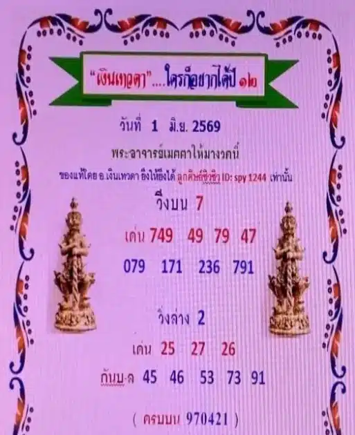 เลขเด็ด เงินเทวดา 1 6 69