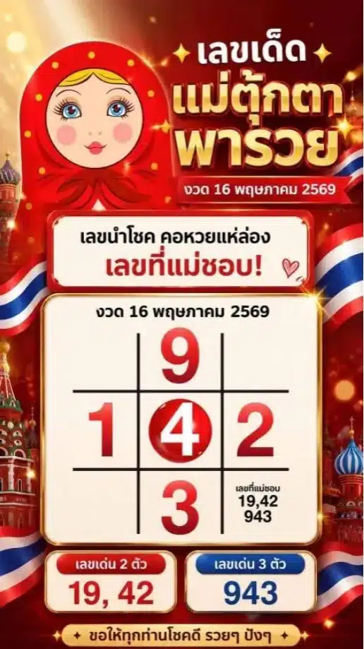 เลขเด็ด แม่ตุ๊กตาพารวย งวด 16 5 69