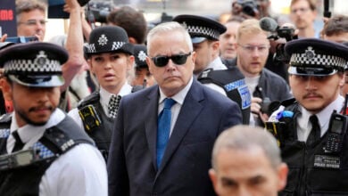 Former BBC broadcaster Huw Edwards arrives at Westminster Magistrates' Court in London, Wednesday July 31, 2024 where he is charged with three counts of making indecent images of children following a Metropolitan Police investigation.
