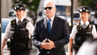 Former BBC broadcaster Huw Edwards arrives at Westminster Magistrates Court paedophile