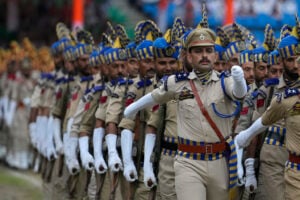 Jammu Kashmir Armed Polce soldiers march during India's Independence Day celebrations, in Jammu, India, Thursday, Aug. 15, 2024. India gained its independence from British colonial rule on this day in 1947.(AP Photo/Channi Anand).