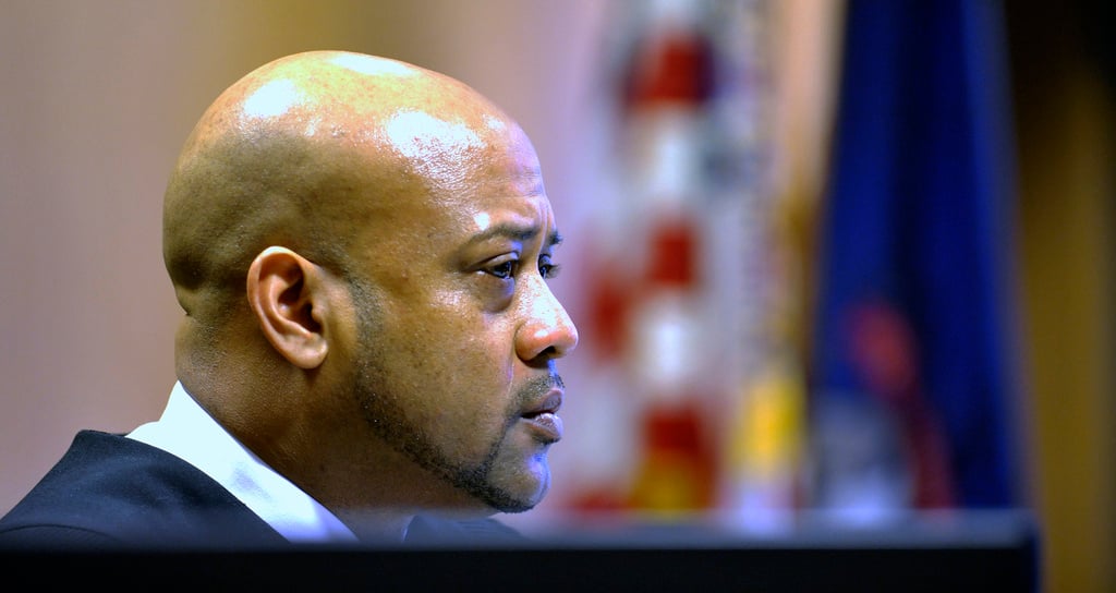 Judge Kenneth King listens during a probable-cause hearing, April 2, 2015, in Detroit. . (Todd McInturf /Detroit News via AP)