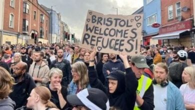 Thousands march in Bristol chanting 'our streets' in peaceful protest