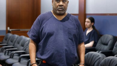 Duane "Keffe D" Davis, who is accused of orchestrating the 1996 slaying of Tupac Shakur, appears in court during a bond hearing at the Regional Justice Center Tuesday, Aug. 27, 2024, in Las Vegas. (Bizuayehu Tesfaye/Las Vegas Review-Journal via AP, Pool).