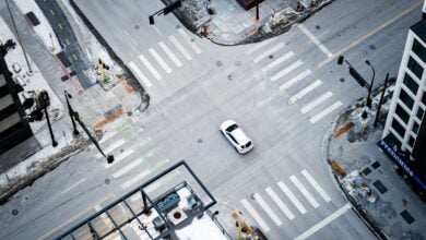 Car at a Minneapolis intersection.