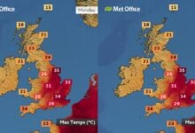 UK residents urged to sleep downstairs as heatwave hits 34°C